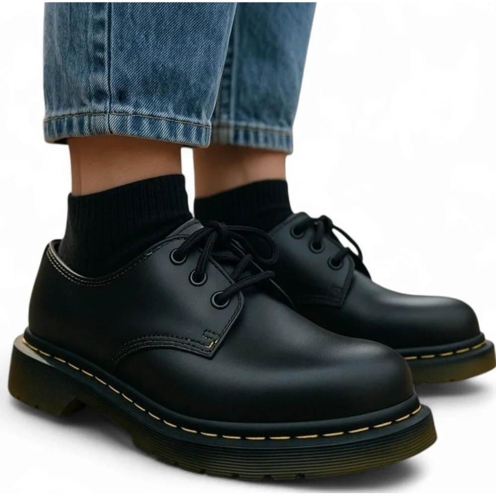 Dr. Martens 1461 M 4/ W 5 Oxford Shoes Black Yellow Marble Sole